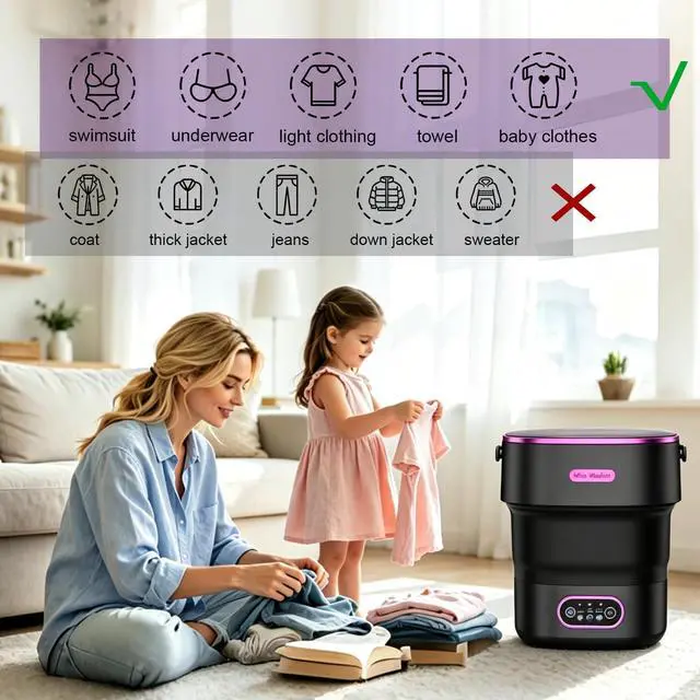 Alt view image 3 of 7 - 20L Portable Mini Washing Machine,Foldable Portable Washer Mini Lavadora Portatil for Apartment,RV,Camping,Travel Wash Baby Clothes, Underwear,Bra Separately to Keep Clean and Healthy