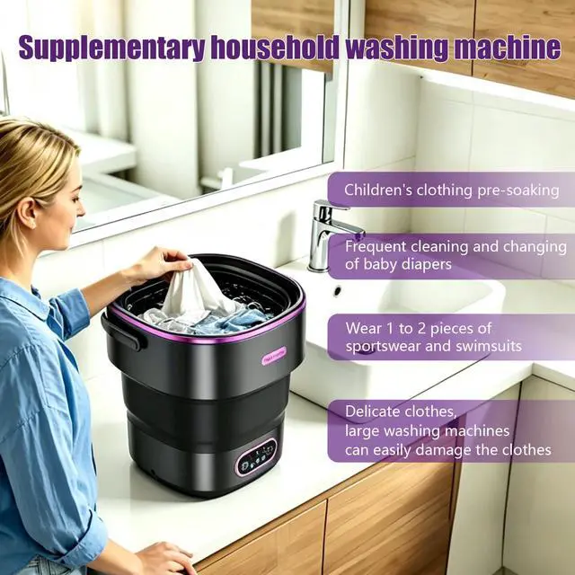 Alt view image 6 of 7 - 20L Portable Mini Washing Machine,Foldable Portable Washer Mini Lavadora Portatil for Apartment,RV,Camping,Travel Wash Baby Clothes, Underwear,Bra Separately to Keep Clean and Healthy