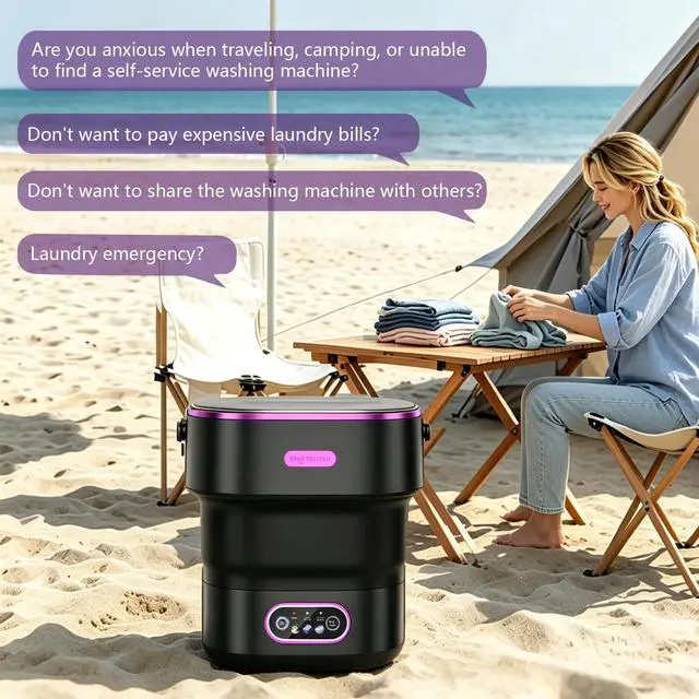 Alt view image 7 of 7 - 20L Portable Mini Washing Machine,Foldable Portable Washer Mini Lavadora Portatil for Apartment,RV,Camping,Travel Wash Baby Clothes, Underwear,Bra Separately to Keep Clean and Healthy