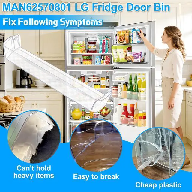 Alt view image 5 of 7 - UPGRADED MAN62570801 Refrigerator Door Shelf Bin Compatible with Kenmore LG Refrigerator Door Shelf Replacement LTCS24223S LG Fridge Shelf Replacement LTCS24223D LTWS24223S LTCS24223W LRTLS2403S Shelf