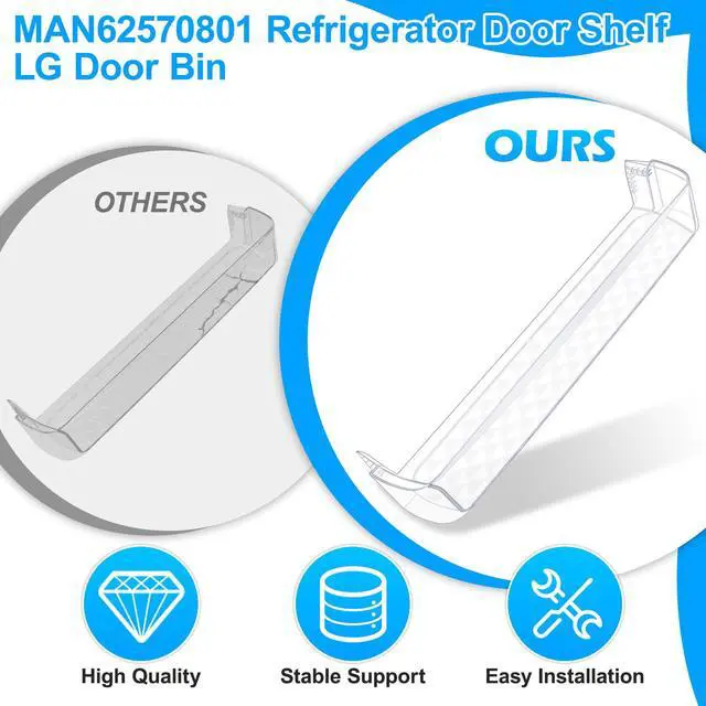 Alt view image 6 of 7 - UPGRADED MAN62570801 Refrigerator Door Shelf Bin Compatible with Kenmore LG Refrigerator Door Shelf Replacement LTCS24223S LG Fridge Shelf Replacement LTCS24223D LTWS24223S LTCS24223W LRTLS2403S Shelf