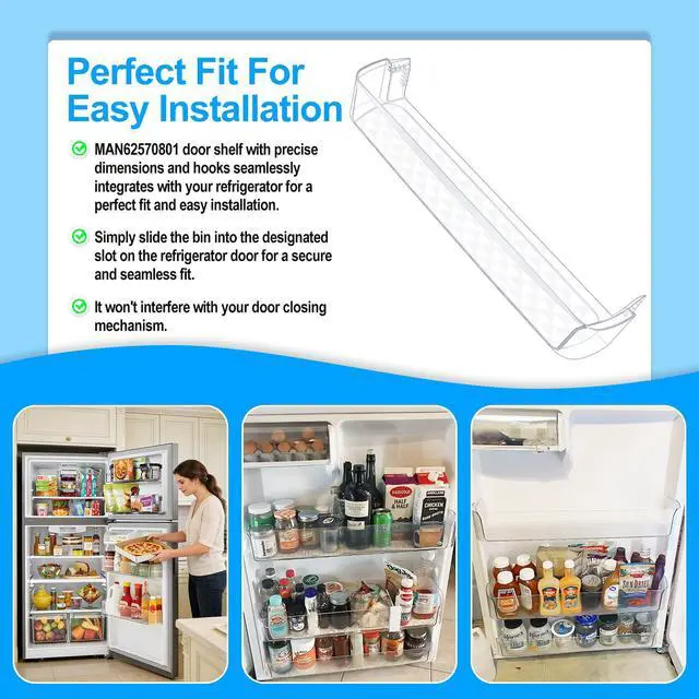 Alt view image 7 of 7 - UPGRADED MAN62570801 Refrigerator Door Shelf Bin Compatible with Kenmore LG Refrigerator Door Shelf Replacement LTCS24223S LG Fridge Shelf Replacement LTCS24223D LTWS24223S LTCS24223W LRTLS2403S Shelf