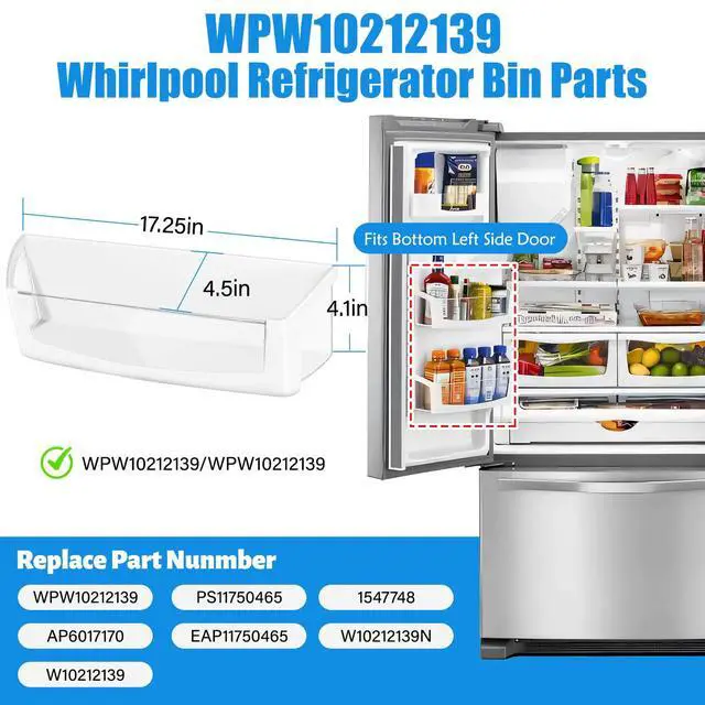 Alt view image 2 of 7 - (2 PACK) UPGRADED WPW10212139 Refrigerator Door Bin Shelf Compatible with Whirlpool Refrigerator Shelf Parts W10212139 Cantilever Bin,For Whirlpool Fridge Shelves Replacement GI6SDRXXY WRF555SDH