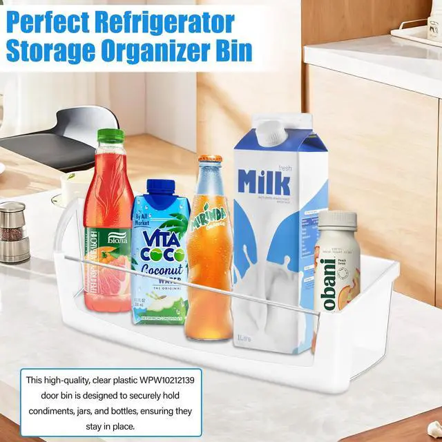 Alt view image 7 of 7 - (2 PACK) UPGRADED WPW10212139 Refrigerator Door Bin Shelf Compatible with Whirlpool Refrigerator Shelf Parts W10212139 Cantilever Bin,For Whirlpool Fridge Shelves Replacement GI6SDRXXY WRF555SDH