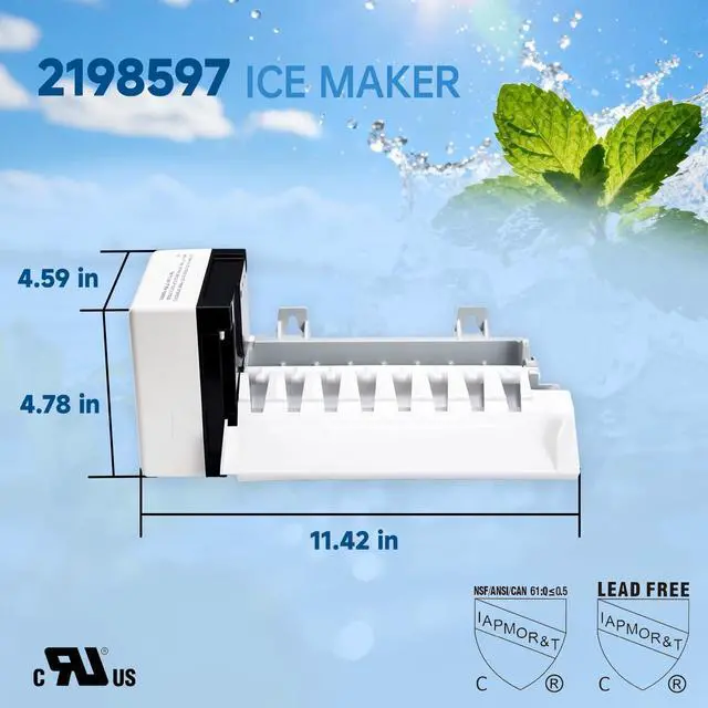 Alt view image 2 of 7 - 2198597 RIM597 Ice Maker Replacement Kit Replaces W10122502 626663 1016069 | 2198597 RIM597 fridge ice maker food grade sensor design fits Whirlpool Maytag KitchenAid leak ice fault repair