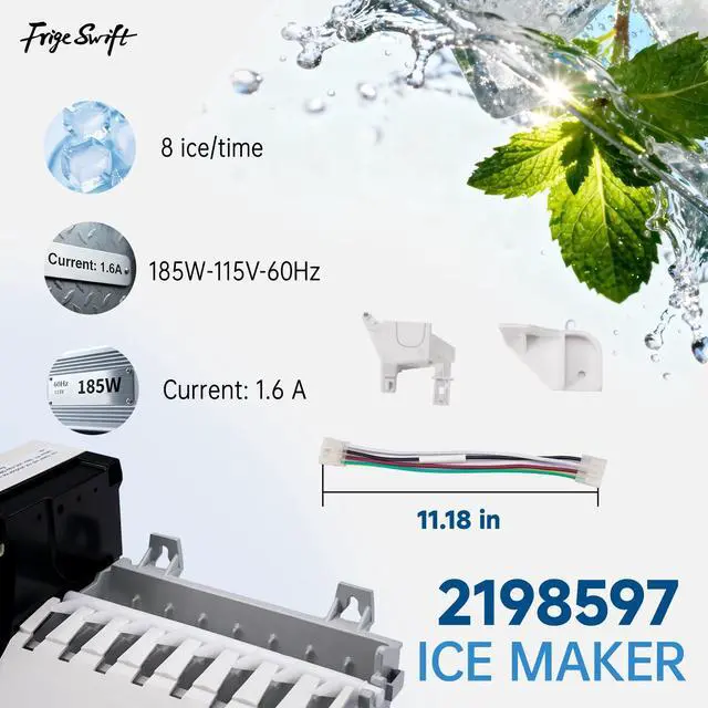 Alt view image 3 of 7 - 2198597 RIM597 Ice Maker Replacement Kit Replaces W10122502 626663 1016069 | 2198597 RIM597 fridge ice maker food grade sensor design fits Whirlpool Maytag KitchenAid leak ice fault repair