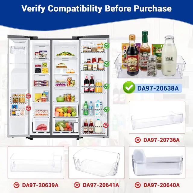 Alt view image 5 of 7 - DA97-20638A Refrigerator Door Bin Compatible with Samsung Refrigerator | DA97-20638A Refrigerator Right Door Bin RS27T5200SR RS27T5561SR RS22T5201SR RS27T5201SR Replaces DA63-09687A