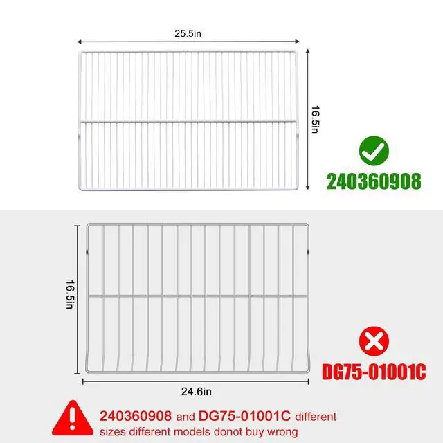 Alt view image 3 of 6 - 240360908 Refrigerator Wire Shelf for Frigidaire, Kenmore Replaces AP5805565240360905, 240360901, 3189137, PS9492365 (2 Pack)