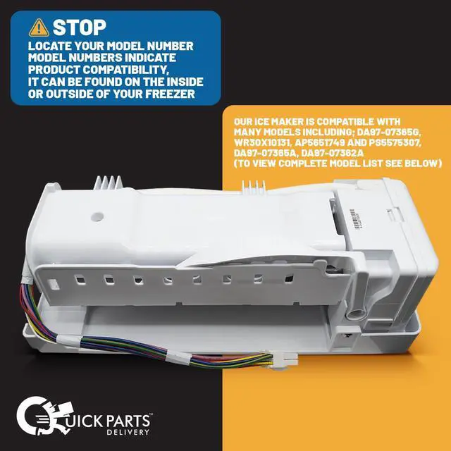 Alt view image 4 of 7 - DA97-07365G Refrigerator Ice Maker Replacement - 13.5" x 4.75" x 4.75" OEM Ice Maker Replacement Parts - Compatible with DA97-07365G, DA97-07603B, DA97-15217D and 80+ Models