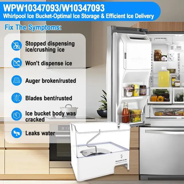 Alt view image 7 of 7 - Upgraded WPW10347093 Refrigerator Ice Bin Compatible with Whirlpool Ice Bucket Replacement W10347093 Whirlpool Removable Ice Bin Ice Maker W10347100 KitchenAid Ice Bin Tray Ice Container WRF736SDAM
