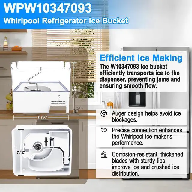 Alt view image 5 of 7 - Upgraded WPW10347093 Refrigerator Ice Bin Compatible with Whirlpool Ice Bucket Replacement W10347093 Whirlpool Removable Ice Bin Ice Maker W10347100 KitchenAid Ice Bin Tray Ice Container WRF736SDAM