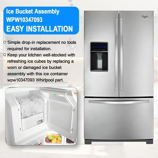 Alt view image 6 of 7 - Upgraded WPW10347093 Refrigerator Ice Bin Compatible with Whirlpool Ice Bucket Replacement W10347093 Whirlpool Removable Ice Bin Ice Maker W10347100 KitchenAid Ice Bin Tray Ice Container WRF736SDAM