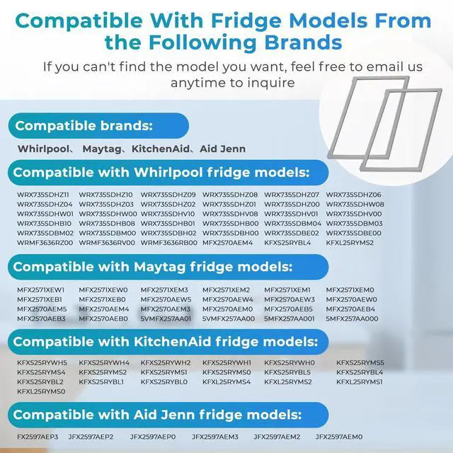 Alt view image 4 of 7 - 2 PCS W10830274 Refrigerator French Door Gasket 32.09x 16.93 | Compatible with whirlpool maytag kitchen aid jenn, Replace W10294127, W10443273, AP6027236, PD00039746 Refrigerator Door Seal