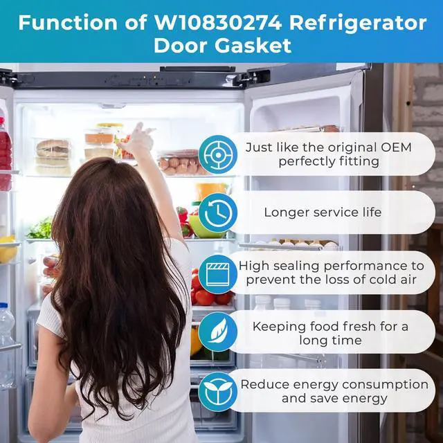 Alt view image 6 of 7 - 2 PCS W10830274 Refrigerator French Door Gasket 32.09x 16.93 | Compatible with whirlpool maytag kitchen aid jenn, Replace W10294127, W10443273, AP6027236, PD00039746 Refrigerator Door Seal