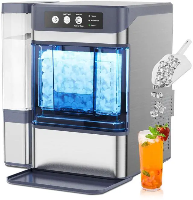Main image of 44 lbs/Day Nugget Ice Maker Countertop, Pebble Ice Machine with 0.8 Gal Water Tank 6-10 Mins Fast Ice Making for Home, Camping, Kitchen, RV (Silver)