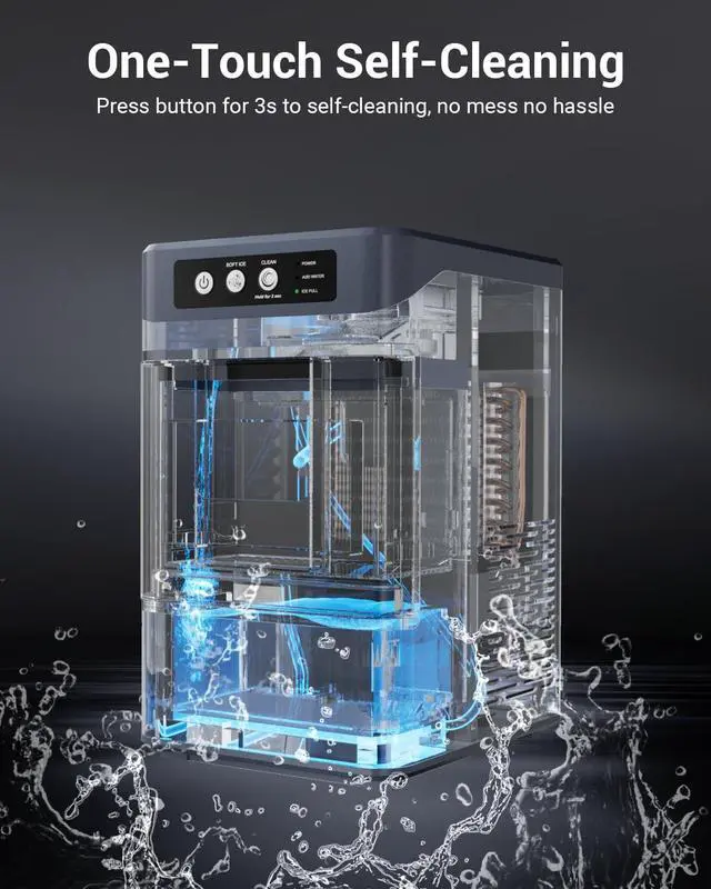Alt view image 6 of 7 - 44 lbs/Day Nugget Ice Maker Countertop, Pebble Ice Machine with 0.8 Gal Water Tank 6-10 Mins Fast Ice Making for Home, Camping, Kitchen, RV (Silver)