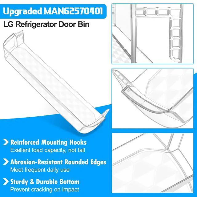Alt view image 3 of 7 - UPGRADED MAN62570401 Door Shelf Bin Compatible with LG Refrigerator Door Shelf Replacement LTCS20030S LTCS20020S LTCS20020W LTCS20020B Shelf, Refrigerator Door Basket Kenmore Refrigerator Door Shelves