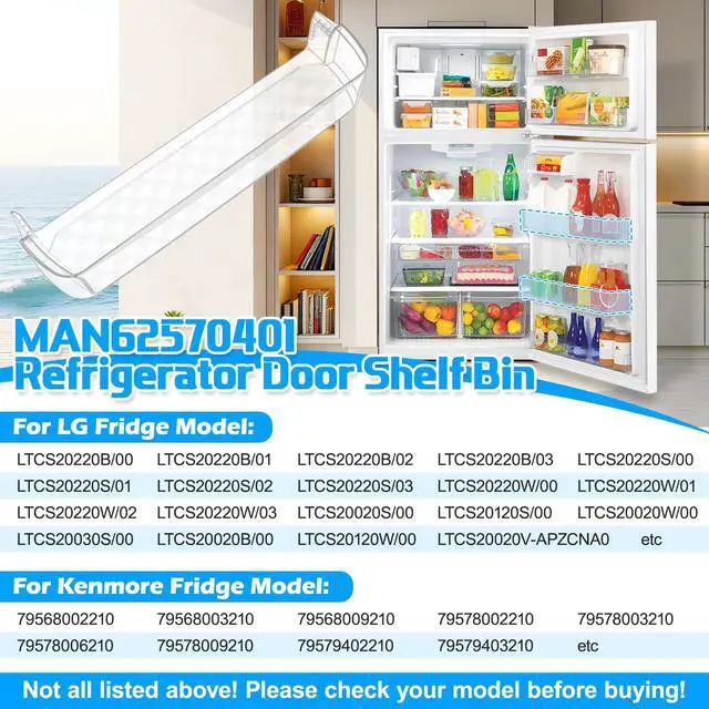 Alt view image 4 of 7 - UPGRADED MAN62570401 Door Shelf Bin Compatible with LG Refrigerator Door Shelf Replacement LTCS20030S LTCS20020S LTCS20020W LTCS20020B Shelf, Refrigerator Door Basket Kenmore Refrigerator Door Shelves