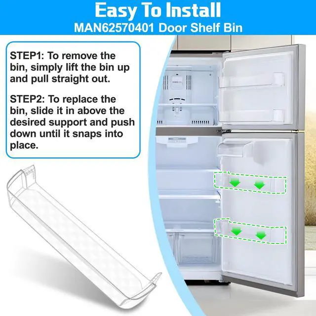 Alt view image 6 of 7 - UPGRADED MAN62570401 Door Shelf Bin Compatible with LG Refrigerator Door Shelf Replacement LTCS20030S LTCS20020S LTCS20020W LTCS20020B Shelf, Refrigerator Door Basket Kenmore Refrigerator Door Shelves