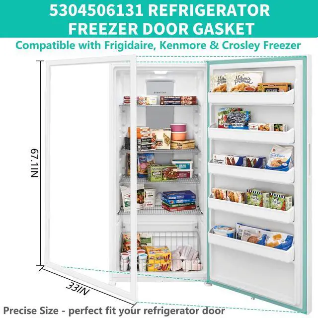 Alt view image 3 of 7 - Upgraded 5304506131 Freezer Door Gasket Replacement for Frigidaire Refrigerator Gasket Seal FFFH20F2QWC LFFH20F3QWC Freezer Door Seal for Kenmore Fridge Gasket 216522378, 5304505531, 4452758, 67"x33"