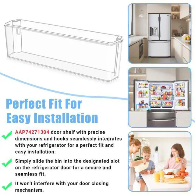 Alt view image 6 of 7 - UPGRADED AAP74271304 Refrigerator Door Bin Compatible with LG Refrigerator Door Shelf Replacement LRMDS3006S LRMDC2306D LRMDC2306S LRMVC2306D Door Bin Shelf LG Refrigerator Parts Door Basket