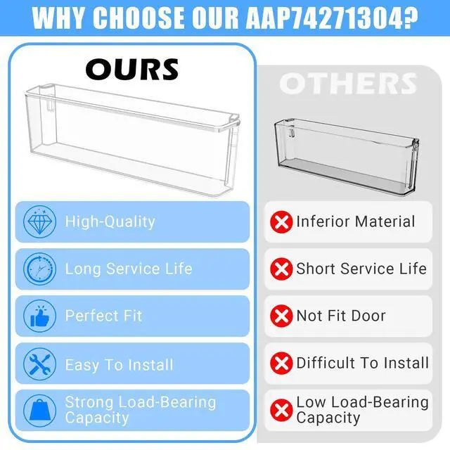 Alt view image 7 of 7 - UPGRADED AAP74271304 Refrigerator Door Bin Compatible with LG Refrigerator Door Shelf Replacement LRMDS3006S LRMDC2306D LRMDC2306S LRMVC2306D Door Bin Shelf LG Refrigerator Parts Door Basket