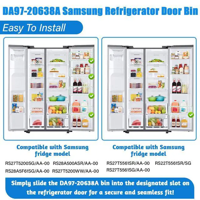Alt view image 5 of 7 - UPGRADED DA97-20638A DA63-09687A Refrigerator Door Bin Compatible with Samsung Refrigerator Door Shelf Replacement RS27T5200SR Samsung Fridge Door Shelves PS16556766 RS27T5200SG RS27T5561SR RS27T5201