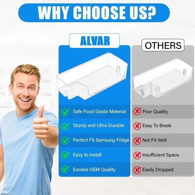 Alt view image 6 of 7 - UPGRADED DA97-20638A DA63-09687A Refrigerator Door Bin Compatible with Samsung Refrigerator Door Shelf Replacement RS27T5200SR Samsung Fridge Door Shelves PS16556766 RS27T5200SG RS27T5561SR RS27T5201