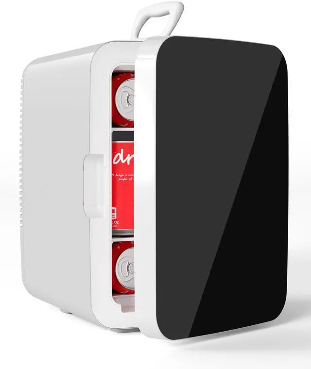 Main image of 10L Compact Mini Fridge, 2.6 Gal Portable Small Refrigerator with AC/DC Adapters, Quiet Personal Desktop Fridge for Skincare, Cosmetics, Makeup, Beverage & Food, Classic White