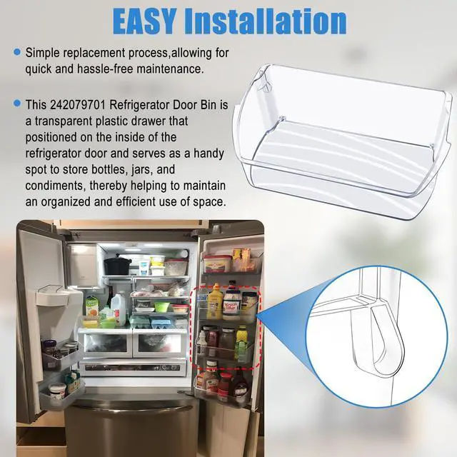 Alt view image 5 of 7 - 2PACK-UPGRADED 242079701 Refrigerator Door Bin, Compatible with Frigidaire Kenmore Refrigerator Door Shelf Bin Parts 242011501 242011504 AP5270343 FFHB2750TS FGHB2868TF LGHD2369TF Door Shelf