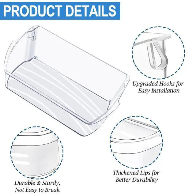 Alt view image 4 of 7 - 2PACK-UPGRADED 242079701 Refrigerator Door Bin, Compatible with Frigidaire Kenmore Refrigerator Door Shelf Bin Parts 242011501 242011504 AP5270343 FFHB2750TS FGHB2868TF LGHD2369TF Door Shelf