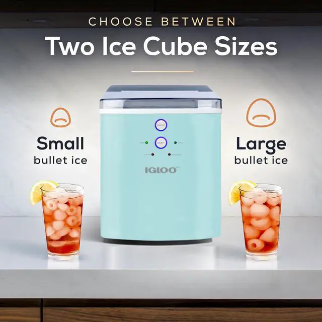 Alt view image 4 of 7 - Electric Countertop Ice Maker Machine - Automatic and Portable - 33 Pounds in 24 Hours - Ice Cube Maker - Ice Scoop and Basket - Ideal for Iced Coffee and Cocktails - Aqua