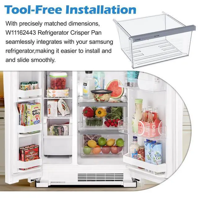 Alt view image 7 of 7 - UPGRADED W11162443 Refrigerator Crisper Drawer For Whirlpool Crisper Drawer Replacement WRS325SDHZ WRS315SDHZ WRS315SDHM,Maytag Whirlpool WRS315SDHZ02 WRS315SDHZ05 WRS315SDHZ08 Fridge Drawer Parts