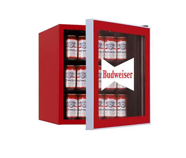 Alt view image 3 of 3 - MIS168BUD Budweiser Mini Beverage Cooler - 70 Can or 17 Bottles Beer Fridge with Glass Door for Soda + Adjustable Thermostat, Perfect for Home, Office, or Dorm, 1.8 cu ft