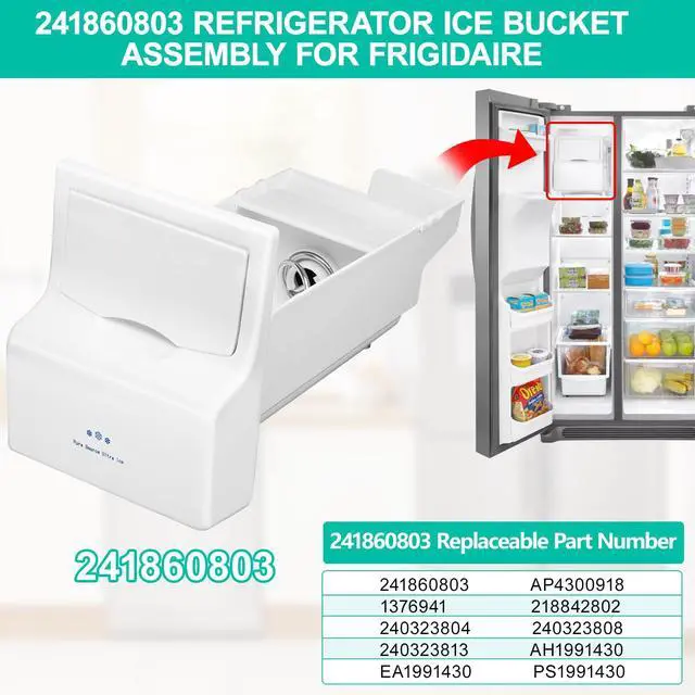 Alt view image 3 of 7 - Upgraded 241860803 Refrigerator Ice Bucket Assembly Compatible with Frigidaire Ice Maker Replacement Ice Bin Container Parts AP4300918 LFSS2612TF0 LFSS2612TE0 FFSS2615TS0 FFHS2611PFEA Ice Maker