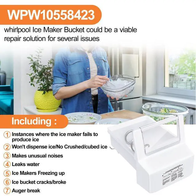 Alt view image 7 of 7 - Upgraded WPW10558423 Refrigerator Ice Bucket For Whirlpool Ice Maker Replacement Parts W10558423 Whirlpool Ice Bin Replacement WRS325FDAM04 WRS325FDAM02 WRS325SDHZ WRS315SDHZ Ice Makers Tray Container