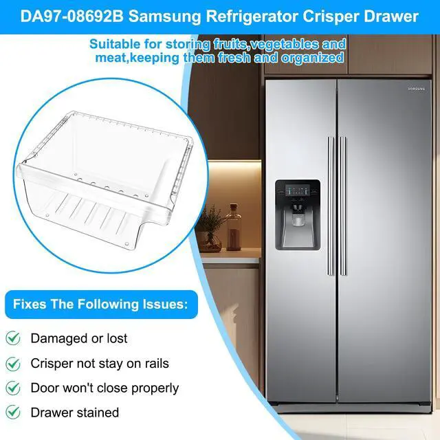 Alt view image 7 of 7 - UPGRADED DA97-08692B Refrigerator Crisper Drawer Bin Compatible with Samsung Refrigerator Drawer Replacement RS25J500DSR RS25J500DSG RS25H5000SR DA97-08692A for Samsung Fridge Drawer Bottom