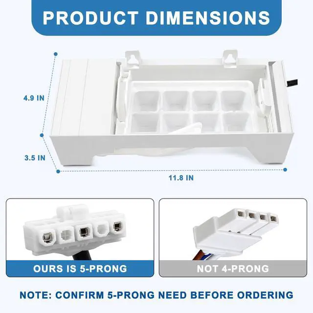 Alt view image 3 of 7 - W11700250 W11359448 Ice Maker Assembly Replacement, Replaces W11546935, W11633658, AP7219248, AP7019172, PS17216974, Compatible with Whirlpool, Kenmore, Amana & Maytag Refrigerators