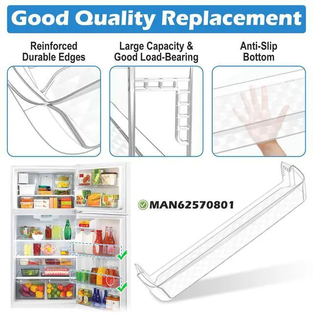 Alt view image 3 of 7 - UPGRADED MAN62570801 Refrigerator Door Shelf Bin For LG Refrigerator Parts LTC24380ST LTCS24223S LTCS24223B Kenmore Fridge Door Shelf Replacement LG LTCS24223D LTCS24223W Door Bins Basket