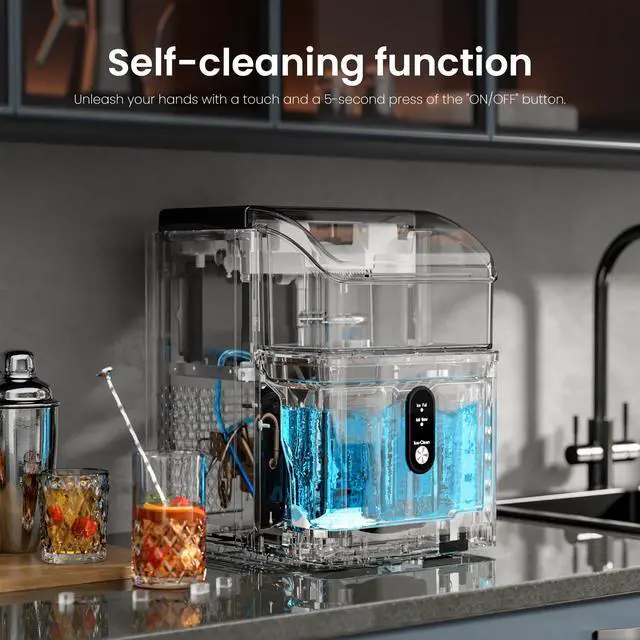 Alt view image 3 of 7 - Nugget Ice Makers Countertop,33Lbs/24H,Portable Countertop Machine with Chewable Ice,Self-Cleaning,One-Click Operation for Home/Office(Steel)