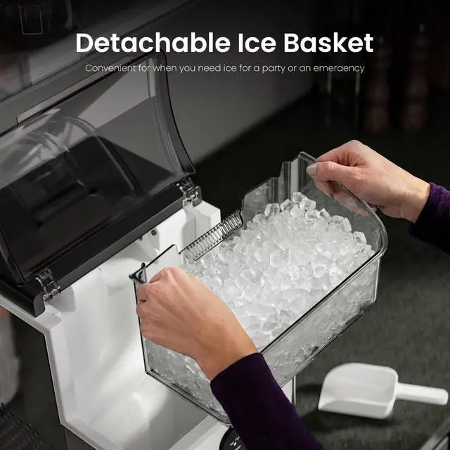 Alt view image 4 of 7 - Nugget Ice Makers Countertop,33Lbs/24H,Portable Countertop Machine with Chewable Ice,Self-Cleaning,One-Click Operation for Home/Office(Steel)