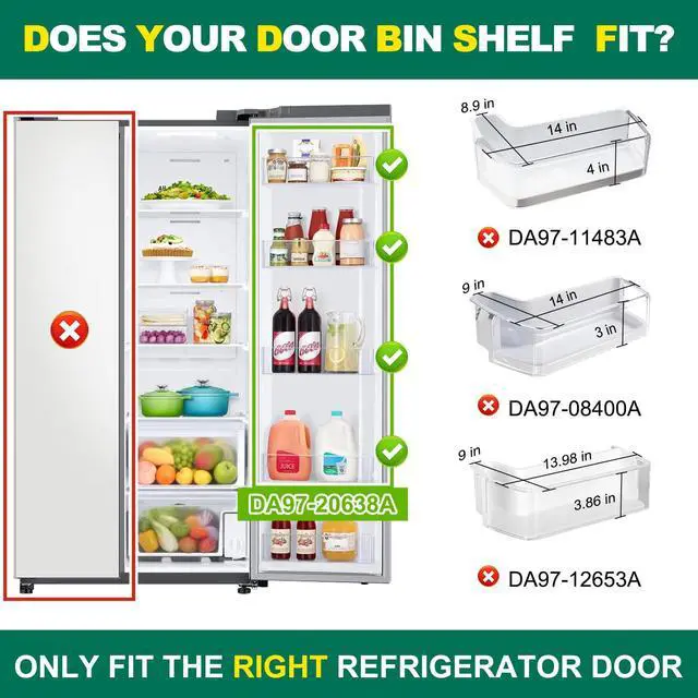 Alt view image 2 of 7 - (2 PACK) UPGRADED DA97-20638A Refrigerator Door Bin Compatible with Samsung Refrigerator Shelf Bin Right Door Parts RS27T5200SR RS27T5201SR RS22T5561SG RS27T5561SR RS22T5561SR Shelf