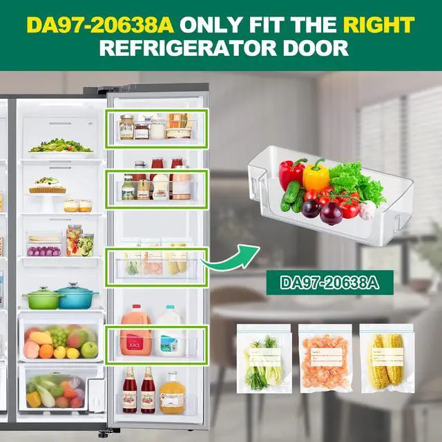 Alt view image 4 of 7 - (2 PACK) UPGRADED DA97-20638A Refrigerator Door Bin Compatible with Samsung Refrigerator Shelf Bin Right Door Parts RS27T5200SR RS27T5201SR RS22T5561SG RS27T5561SR RS22T5561SR Shelf