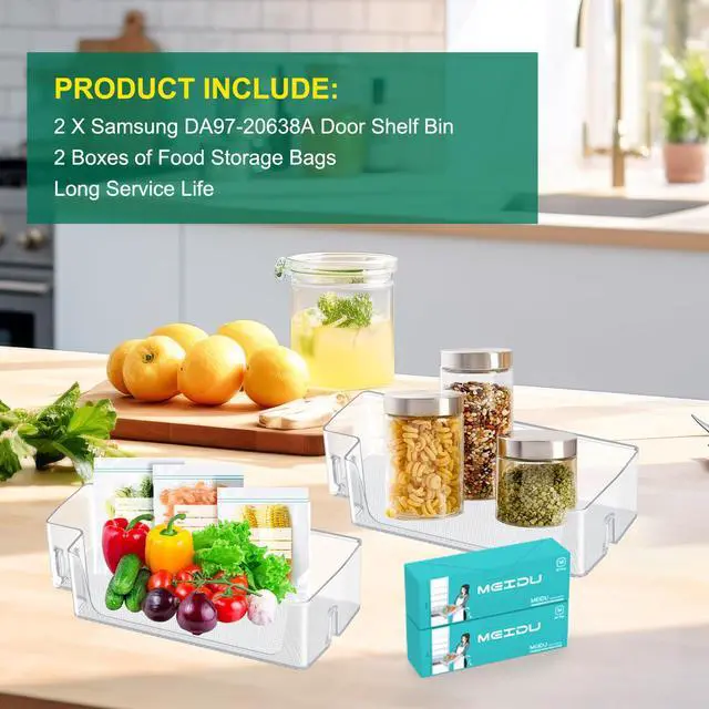 Alt view image 7 of 7 - (2 PACK) UPGRADED DA97-20638A Refrigerator Door Bin Compatible with Samsung Refrigerator Shelf Bin Right Door Parts RS27T5200SR RS27T5201SR RS22T5561SG RS27T5561SR RS22T5561SR Shelf