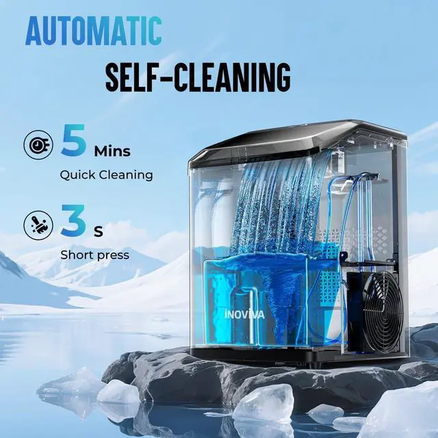 Alt view image 4 of 7 - Nugget Ice Maker Countertop, 40lbs/24H Soft Chewable Pellet Ice Machine with Self-Cleaning, Sonic Ice Maker for Home Kitchen, Office - Black Stainless