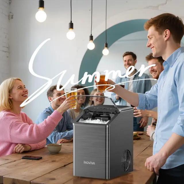 Alt view image 7 of 7 - Nugget Ice Maker Countertop, 40lbs/24H Soft Chewable Pellet Ice Machine with Self-Cleaning, Sonic Ice Maker for Home Kitchen, Office - Black Stainless