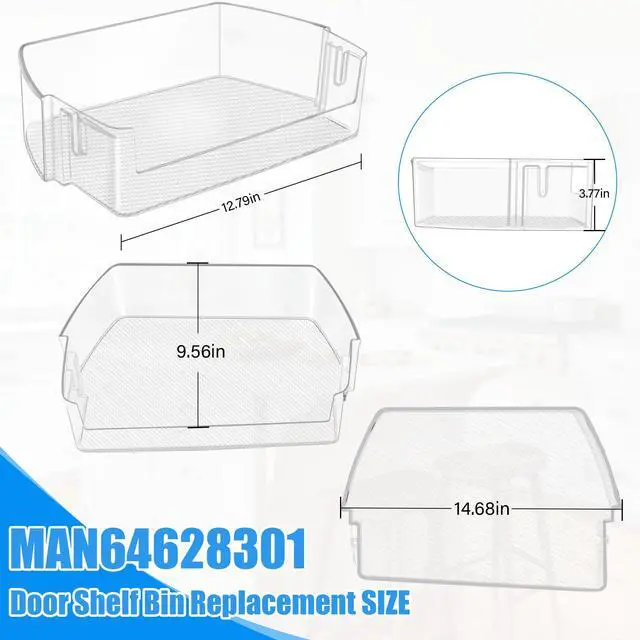 Alt view image 2 of 7 - UPGRADED MAN64628301 Refrigerator Door Bin Compatible with LG Refrigerator Door Bin Shelf Basket for Kenmore LG Refrigerator LRFXC2406S LRFXC2416S LLMXS3006S LRFXC2416D Door Bin AP6892844 PS12730394