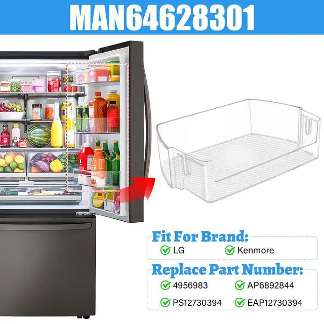 Alt view image 4 of 7 - UPGRADED MAN64628301 Refrigerator Door Bin Compatible with LG Refrigerator Door Bin Shelf Basket for Kenmore LG Refrigerator LRFXC2406S LRFXC2416S LLMXS3006S LRFXC2416D Door Bin AP6892844 PS12730394