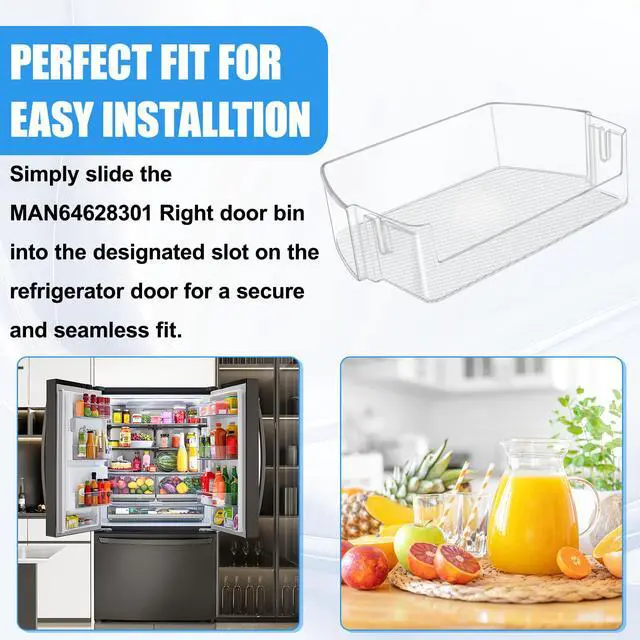 Alt view image 7 of 7 - UPGRADED MAN64628301 Refrigerator Door Bin Compatible with LG Refrigerator Door Bin Shelf Basket for Kenmore LG Refrigerator LRFXC2406S LRFXC2416S LLMXS3006S LRFXC2416D Door Bin AP6892844 PS12730394