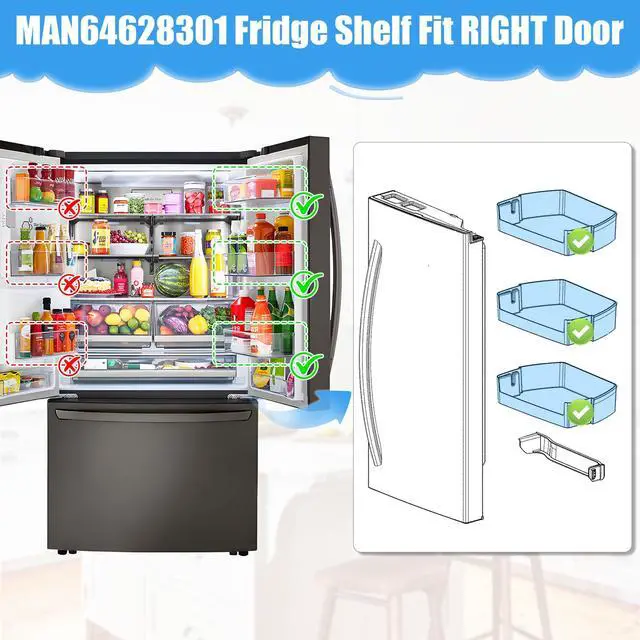 Alt view image 6 of 7 - UPGRADED MAN64628301 Refrigerator Door Bin Compatible with LG Refrigerator Door Bin Shelf Basket for Kenmore LG Refrigerator LRFXC2406S LRFXC2416S LLMXS3006S LRFXC2416D Door Bin AP6892844 PS12730394
